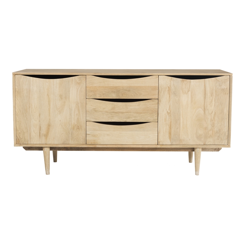 Pemberly Row Modern / Contemporary Solid Wood Sideboard in Natural