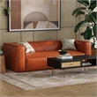 Pemberly Row Modern / Contemporary Genuine Leather Sofa in Caramel