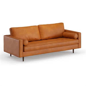 Pemberly Row Modern / Contemporary Genuine Leather Sofa in Caramel