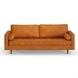Pemberly Row Modern / Contemporary Genuine Leather Sofa in Caramel
