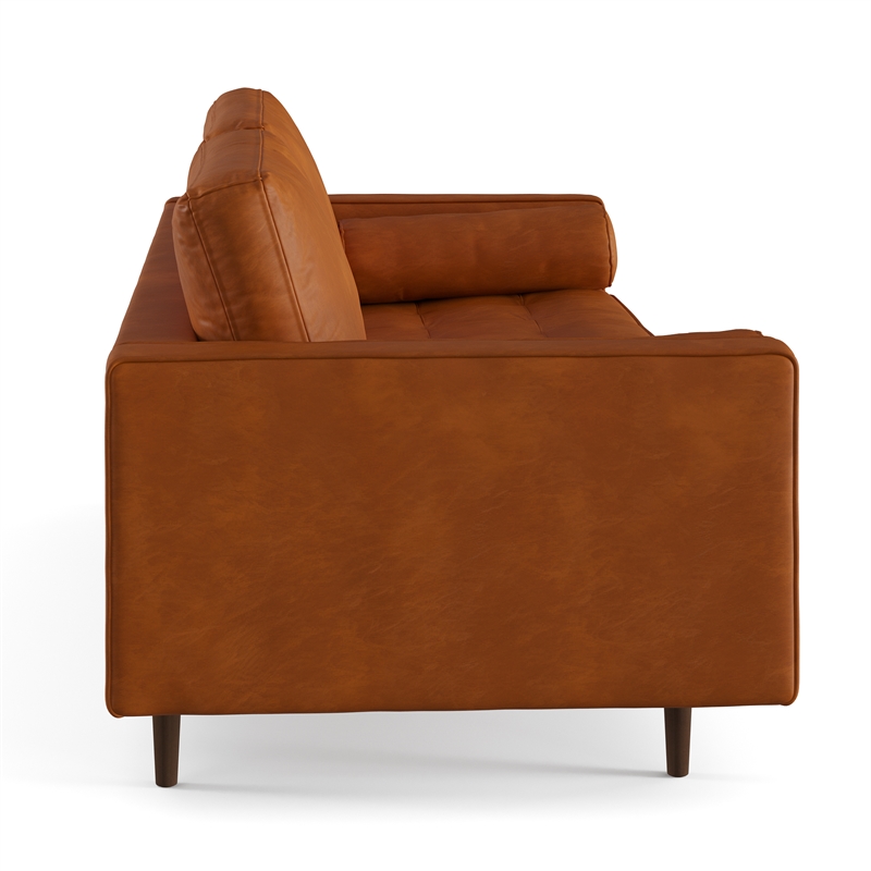 Pemberly Row Modern / Contemporary Genuine Leather Sofa in Caramel