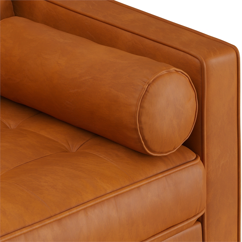 Pemberly Row Modern / Contemporary Genuine Leather Sofa in Caramel