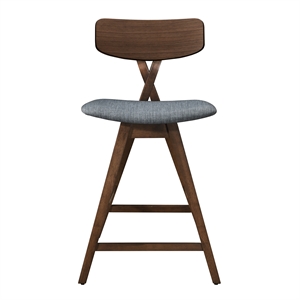 Pemberly Row Modern Counter Height Stools (Set of 2) in Walnut
