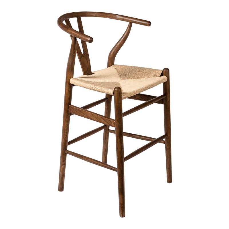Pemberly Row Modern Counter Height Stool in Walnut and Natural