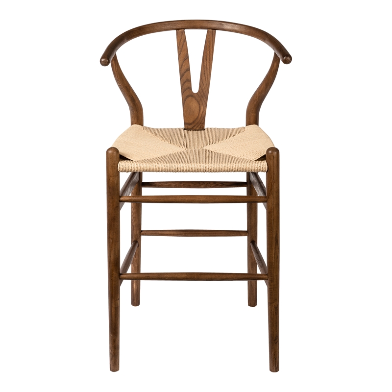 Pemberly Row Modern Counter Height Stool in Walnut and Natural