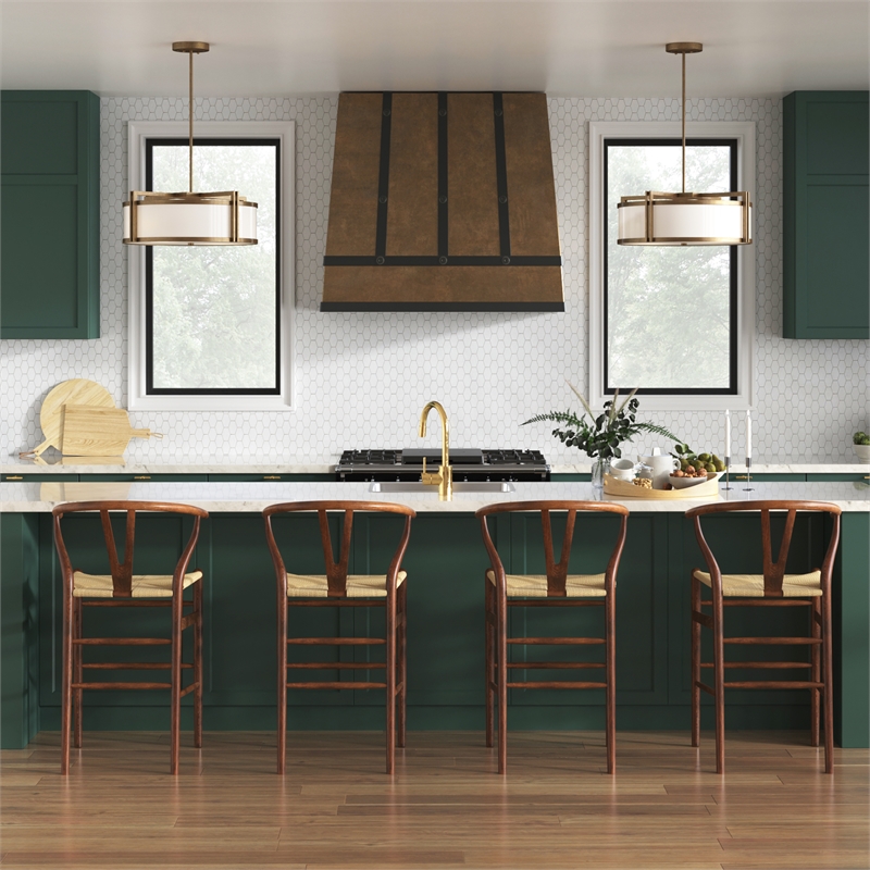Pemberly Row Modern Counter Height Stool in Walnut and Natural