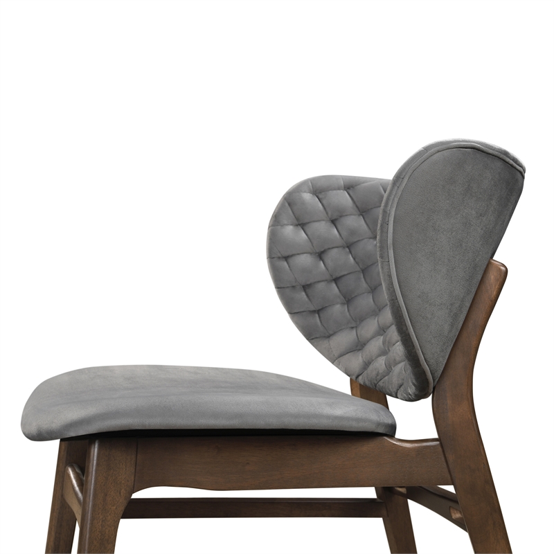 Pemberly Row Mid-Century Solid Wood Frame Lounge Chair in Gray