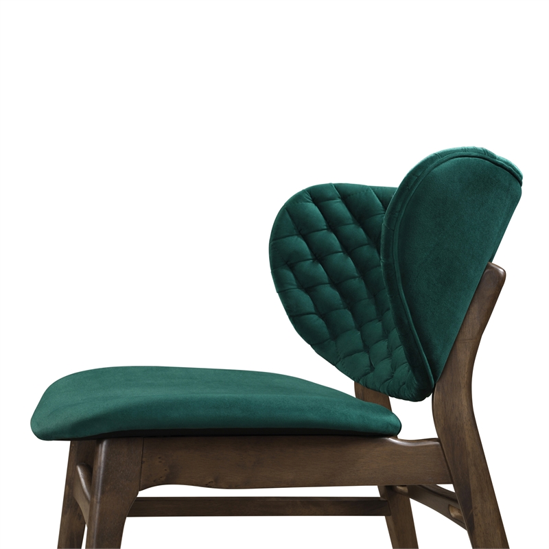 Pemberly Row Mid-Century Solid Wood Frame Lounge Chair in Green