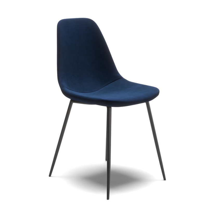 Pemberly Row Performance Velvet Side Chairs (Set of 2) in Blue