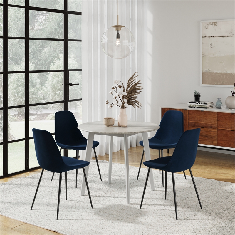 Pemberly Row Performance Velvet Side Chairs (Set of 2) in Blue