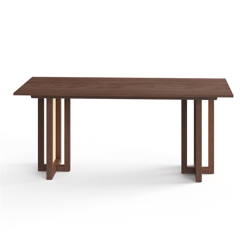 Pemberly Row Rectangular Dining Table with Cane Base in Walnut