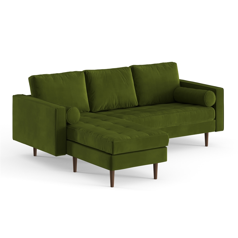 Pemberly Row Performance Velvet Reversible Sectional in Forest