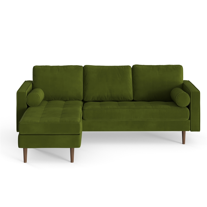 Pemberly Row Performance Velvet Reversible Sectional in Forest