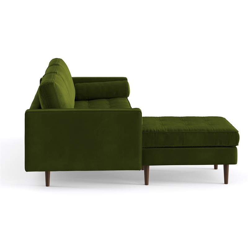 Pemberly Row Performance Velvet Reversible Sectional in Forest