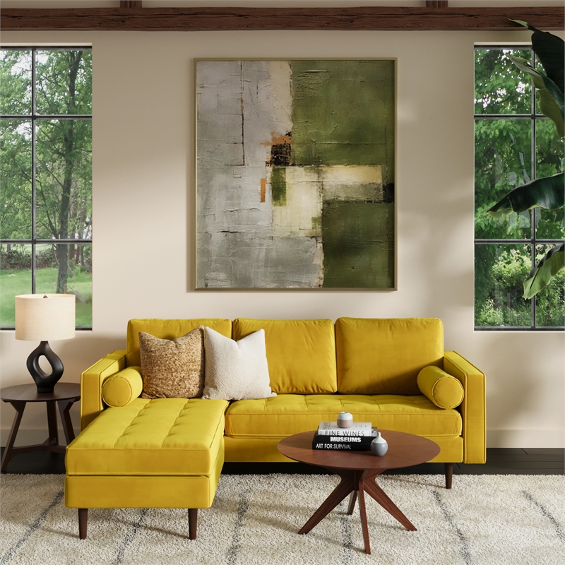 Pemberly Row Performance Velvet Reversible Sectional in Bronze