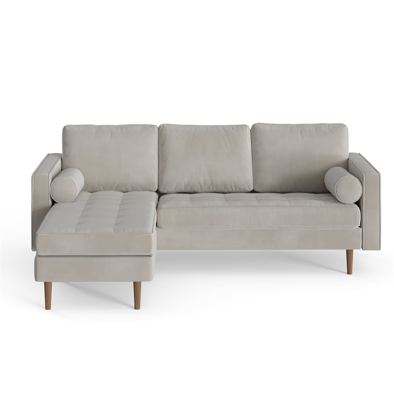 Pemberly Row Performance Velvet Reversible Sectional in Silver