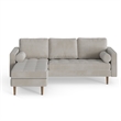 Pemberly Row Performance Velvet Reversible Sectional in Silver