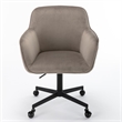 Pemberly Row Swivel Rolling Velvet Upholstery Armchair in Gray