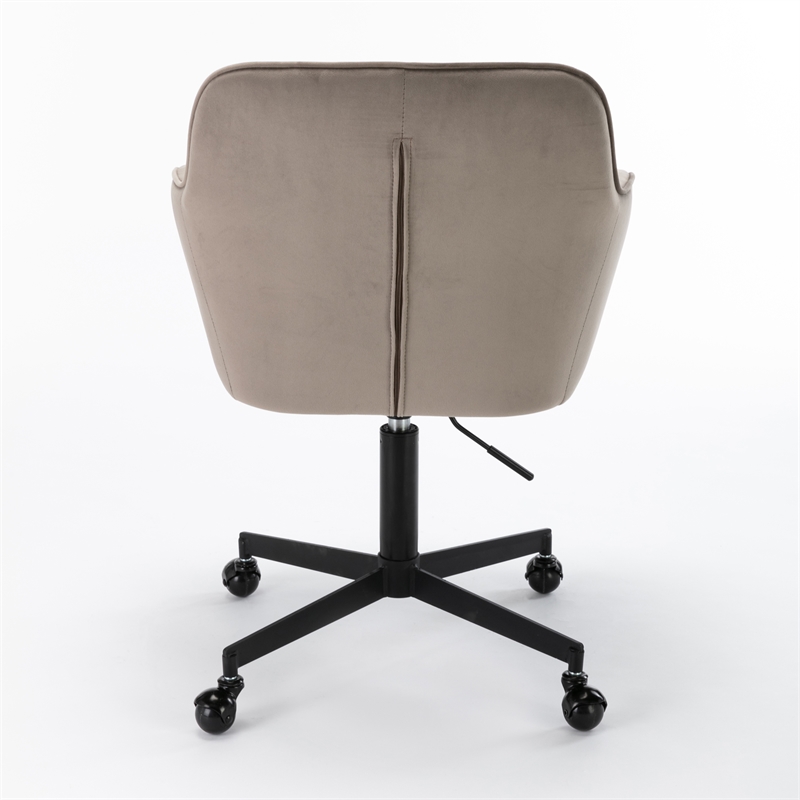 Pemberly Row Swivel Rolling Velvet Upholstery Armchair in Gray