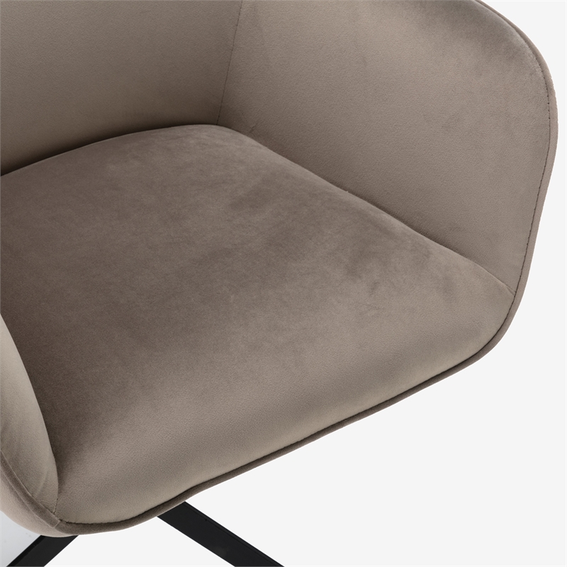 Pemberly Row Swivel Rolling Velvet Upholstery Armchair in Gray