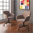 Pemberly Row Swivel Rolling Velvet Upholstery Armchair in Gray