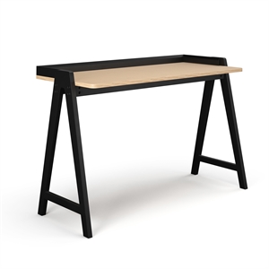 Pemberly Row Mid-Century Contemporary Desk in Natural and Black