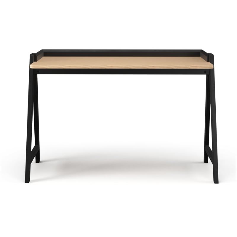 Pemberly Row Mid-Century Contemporary Desk in Natural and Black