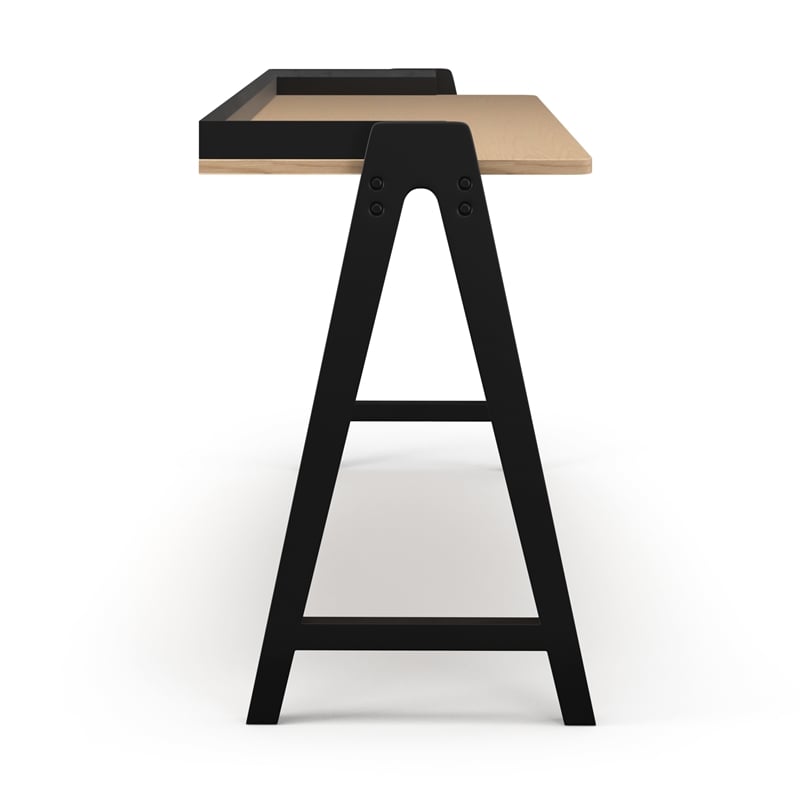 Pemberly Row Mid-Century Contemporary Desk in Natural and Black
