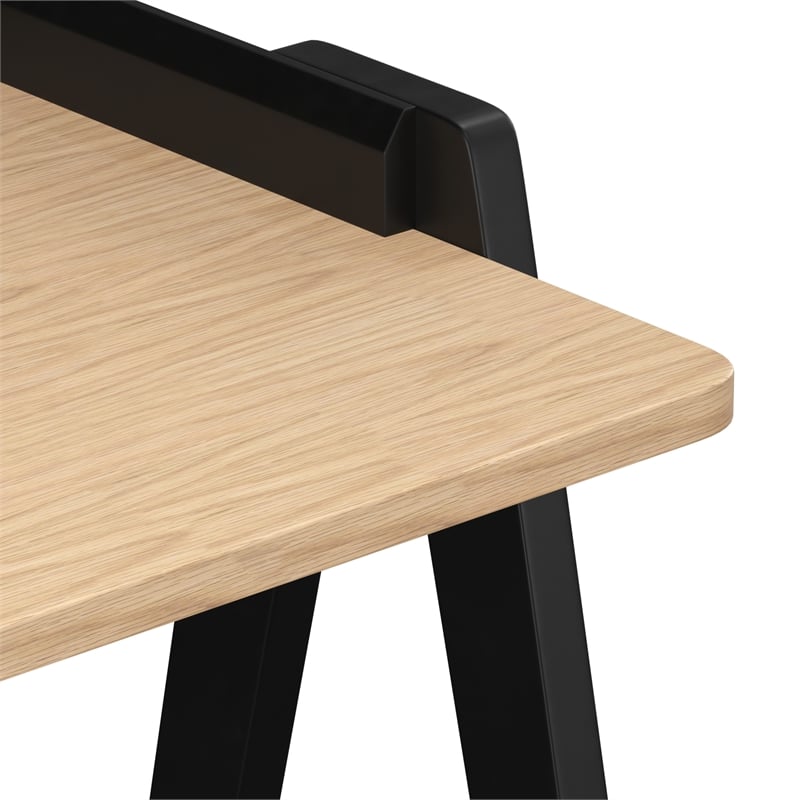 Pemberly Row Mid-Century Contemporary Desk in Natural and Black
