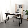 Pemberly Row Mid-Century Contemporary Desk in Natural and Black