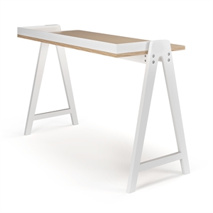 Pemberly Row Mid-Century Contemporary Desk in Natural and White
