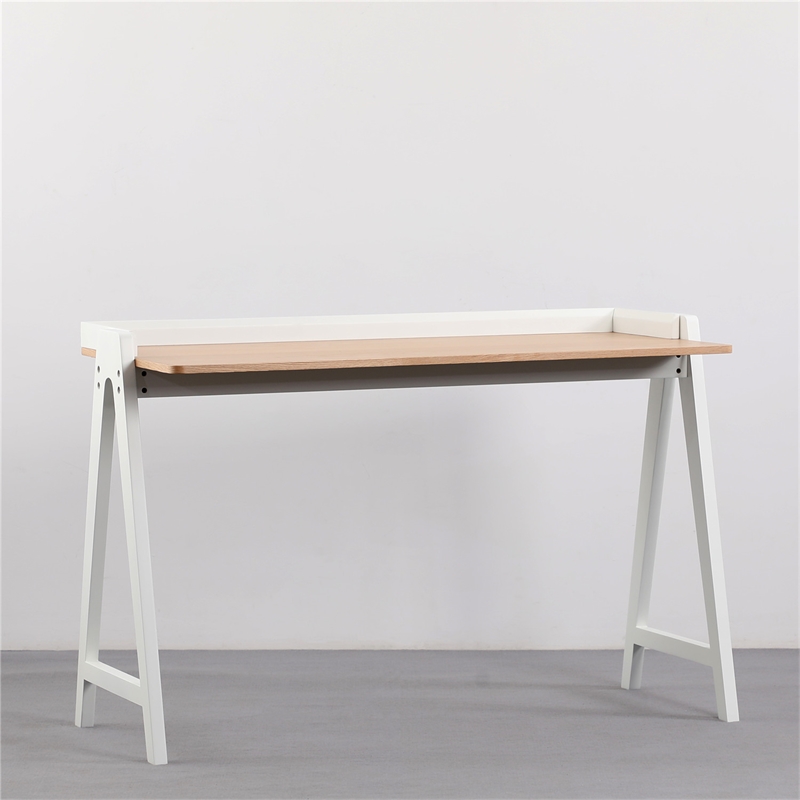 Pemberly Row Mid-Century Contemporary Desk in Natural and White