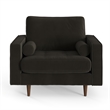 Pemberly Row Contemporary Performance Velvet Arm Chair in Smoke
