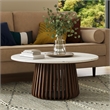 Pemberly Row Contemporary Round Terrazzo Coffee Table in Walnut