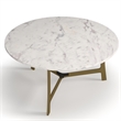 Pemberly Row Contemporary Marble Coffee Table in Gold and White