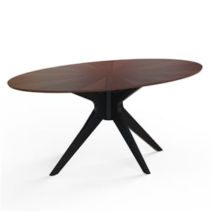 Pemberly Row Contemporary Oval Coffee Table in Black and Walnut