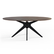 Pemberly Row Contemporary Oval Coffee Table in Black and Walnut