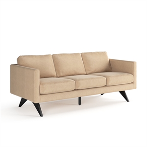 Pemberly Row Velvet Mid-Century Contemporary Velvet Sofa in Sand