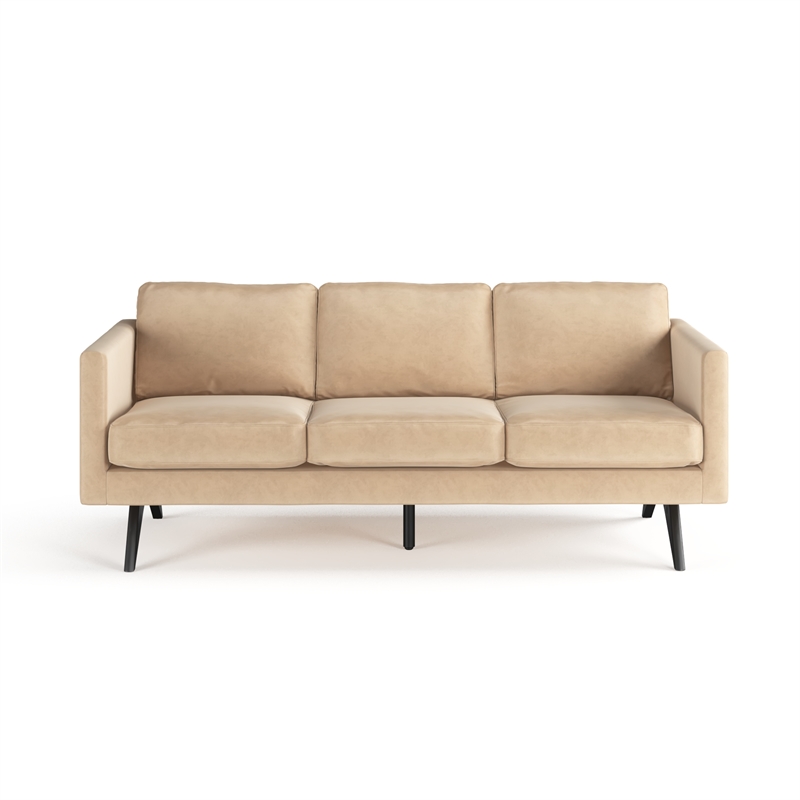 Pemberly Row Velvet Mid-Century Contemporary Velvet Sofa in Sand