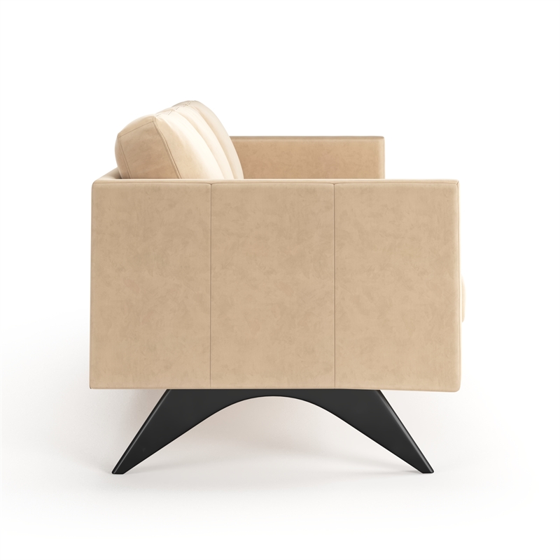 Pemberly Row Velvet Mid-Century Contemporary Velvet Sofa in Sand