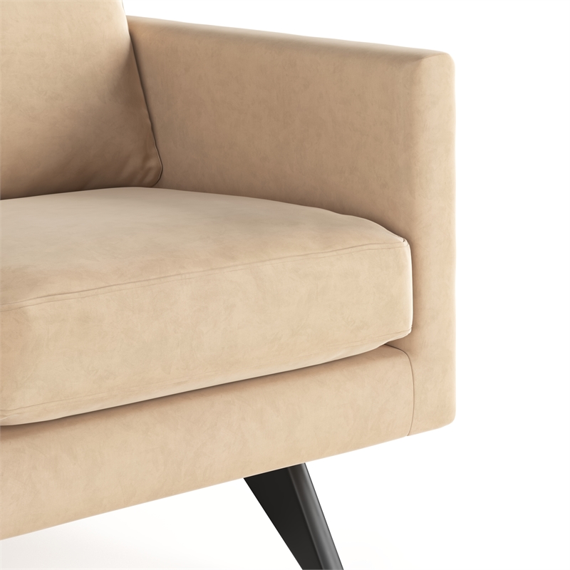 Pemberly Row Velvet Mid-Century Contemporary Velvet Sofa in Sand