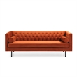 Pemberly Row Velvet Mid-Century Contemporary Velvet Sofa in Rust