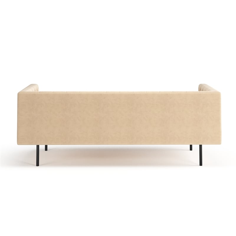 Pemberly Row Velvet Mid-Century Contemporary Velvet Sofa in Sand