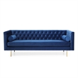 Pemberly Row Velvet Mid-Century Contemporary Velvet Sofa in Blue