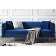 Pemberly Row Velvet Mid-Century Contemporary Velvet Sofa in Blue