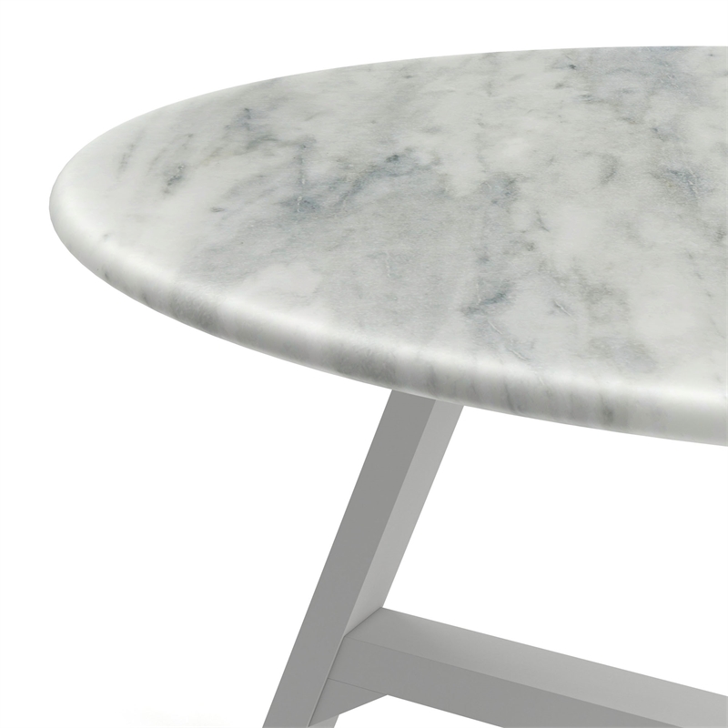 Pemberly Row Contemporary Vinyl Faux Marble Coffee Table in Gray
