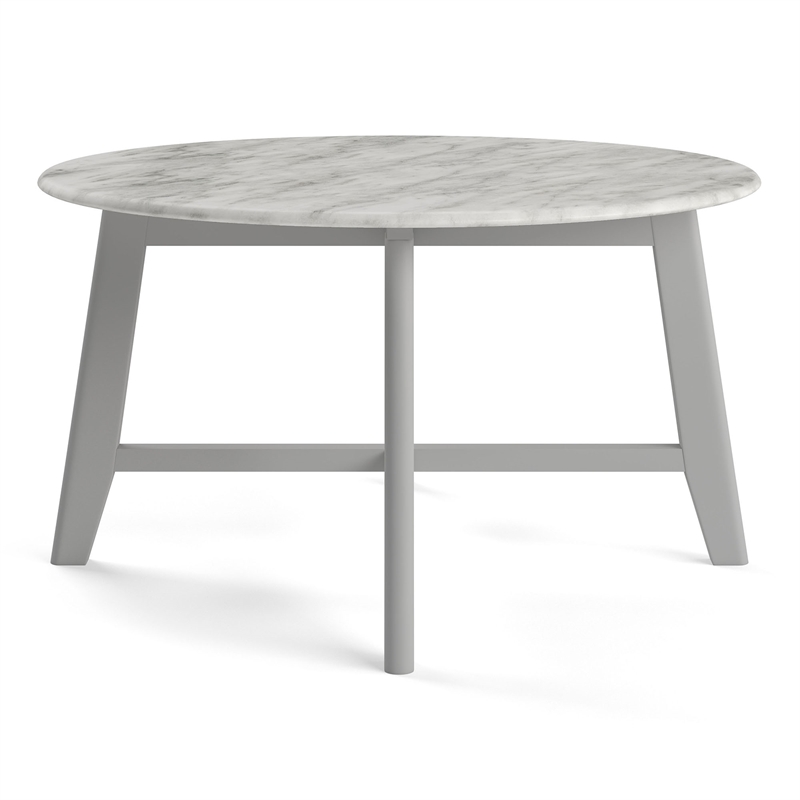 Pemberly Row Contemporary Vinyl Faux Marble Coffee Table in Gray