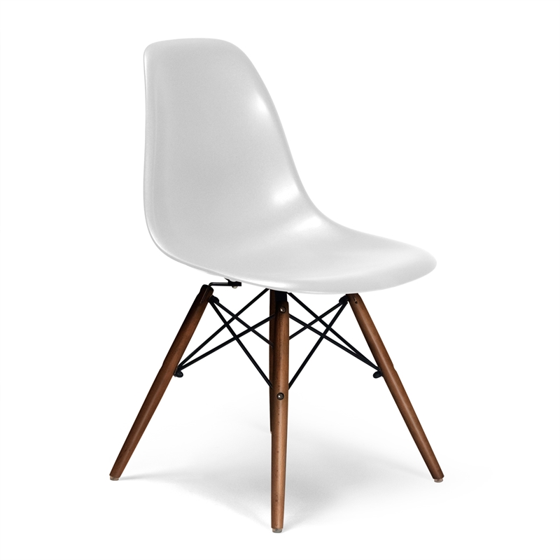 Pemberly Row Contemporary Plastic Side Chairs (Set of 2) in Walnut