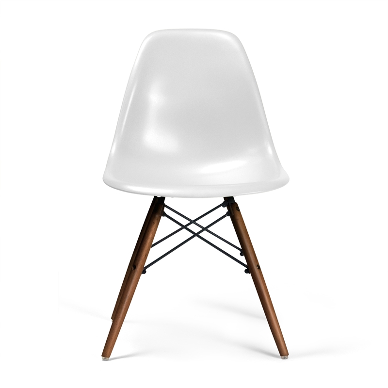 Pemberly Row Contemporary Plastic Side Chairs (Set of 2) in Walnut
