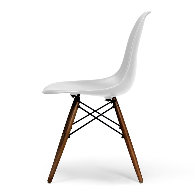 Pemberly Row Contemporary Plastic Side Chairs (Set of 2) in Walnut